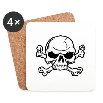 Tête de Mort de Pirate - Dessous de verre (lot de 4) - blanc - Devant
