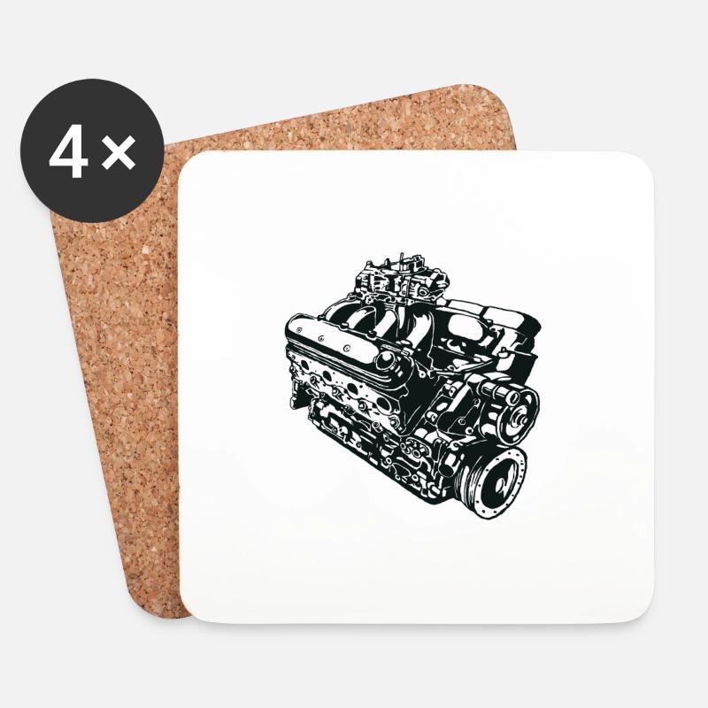 Maschinen-Illustration - Untersetzer (4er-Set) - Weiß