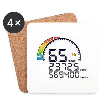 65 ans years compteur anniversaire days hours vite - Dessous de verre (lot de 4) - blanc - Devant