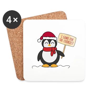 Pingouin de Noël - Dessous de verre (lot de 4) - blanc - Devant