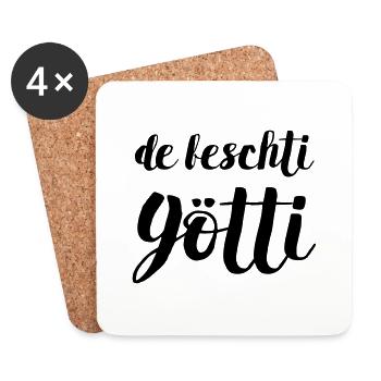Schweizerdeutsch bester Patenonkel, beschti Götti - Untersetzer (4er-Set) - Weiß - Vorne