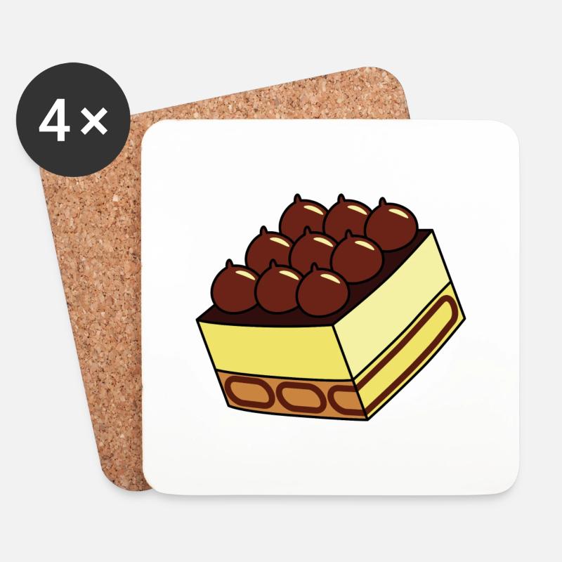 Tiramisu Schichtdessert Lecker Essen Mascarpone - Untersetzer (4er-Set) - Weiß