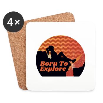 Born To Explore, escalade, sports de plein air, plein air - Dessous de verre (lot de 4) - blanc - Devant