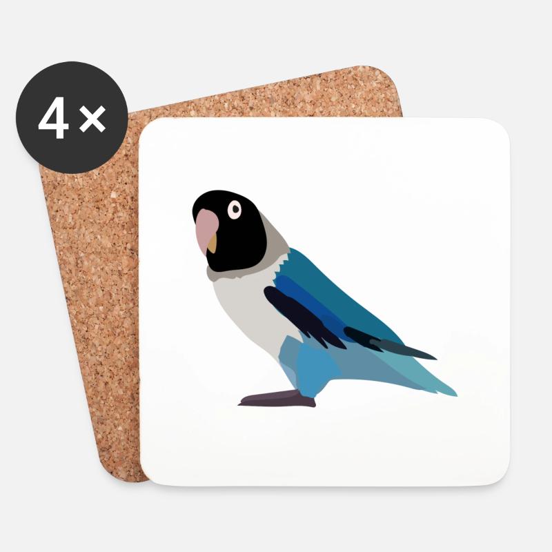 Papagei schwarz blau - Untersetzer (4er-Set) - Weiß