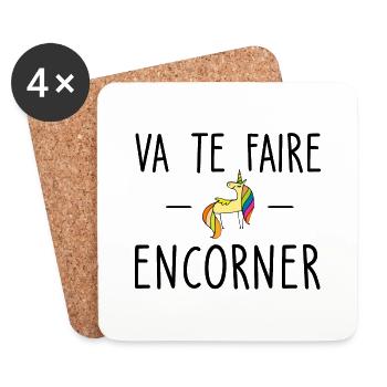 va te faire encorner / humour licorne - Dessous de verre (lot de 4) - blanc - Devant