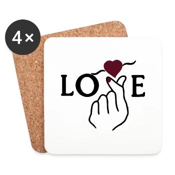 Liebe Hand Gebärdensprache - Untersetzer (4er-Set) - Weiß - Vorne