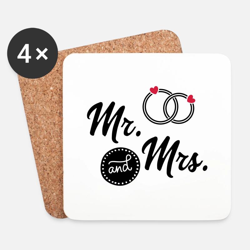 Hochzeit - Untersetzer (4er-Set) - Weiß