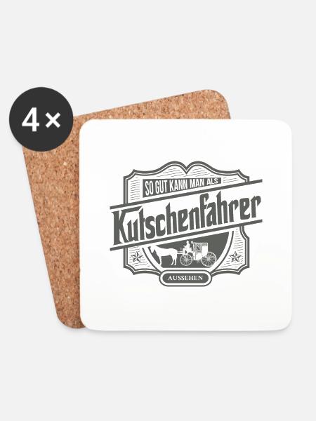 Kutschenfahrer Kutsche Pferde Pferdekutsche - Untersetzer (4er-Set) - Weiß
