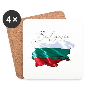 Véritable drapeau de la Bulgarie - Flag Map EN - Dessous de verre (lot de 4) - blanc - Devant