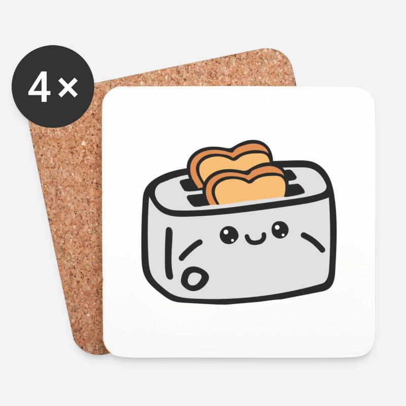 Toaster und Brot - Untersetzer (4er-Set) - Weiß