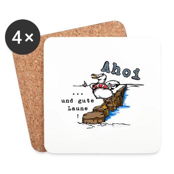 Ahoy and good mood - Coasters (set of 4) - white - Front