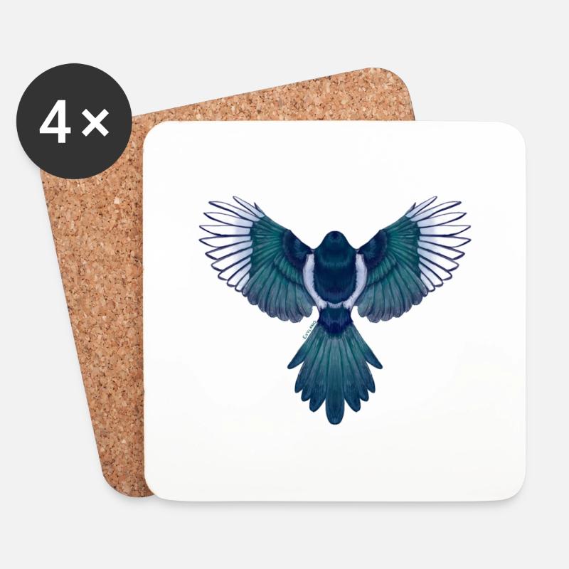 Magpie Wings Spread - Untersetzer (4er-Set) - Weiß