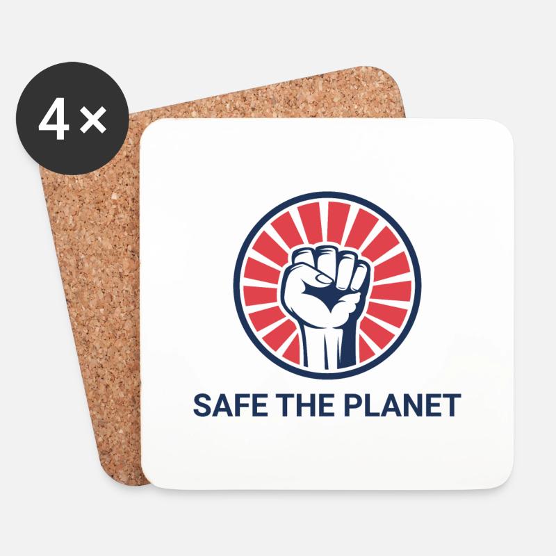SAFE THE PLANET NATURSCHUTZ - Untersetzer (4er-Set) - Weiß