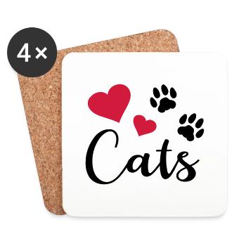 Chat pattes chatote félin amoureux des chats - Dessous de verre (lot de 4) - blanc - Devant