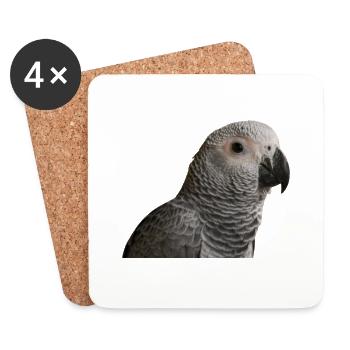 Gray Parrot - Coasters (set of 4) - white - Front