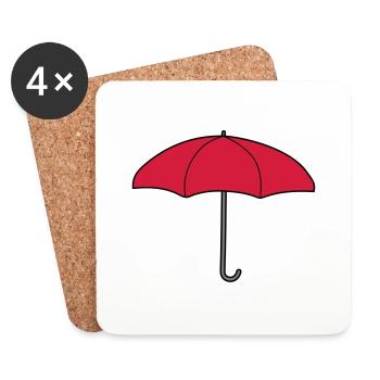 Parapluie rouge Design - Dessous de verre (lot de 4) - blanc - Devant