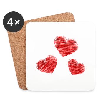 HERZ. HERZ. HEILIGER VALENTINSTAG. LIEBE. LIEBE. HERZ - Untersetzer (4er-Set) - Weiß - Vorne