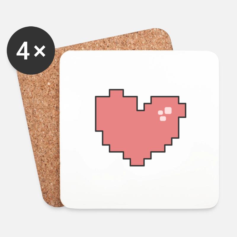 Herz Pixel - Untersetzer (4er-Set) - Weiß