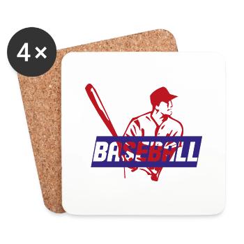 Baseball - Untersetzer (4er-Set) - Weiß - Vorne