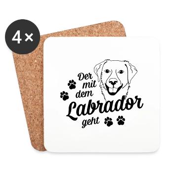 Der mit dem Labrador geht - Untersetzer (4er-Set) - Weiß - Vorne