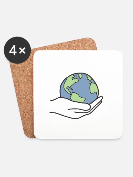Erde Welt Klimaschutz - Untersetzer (4er-Set) - Weiß