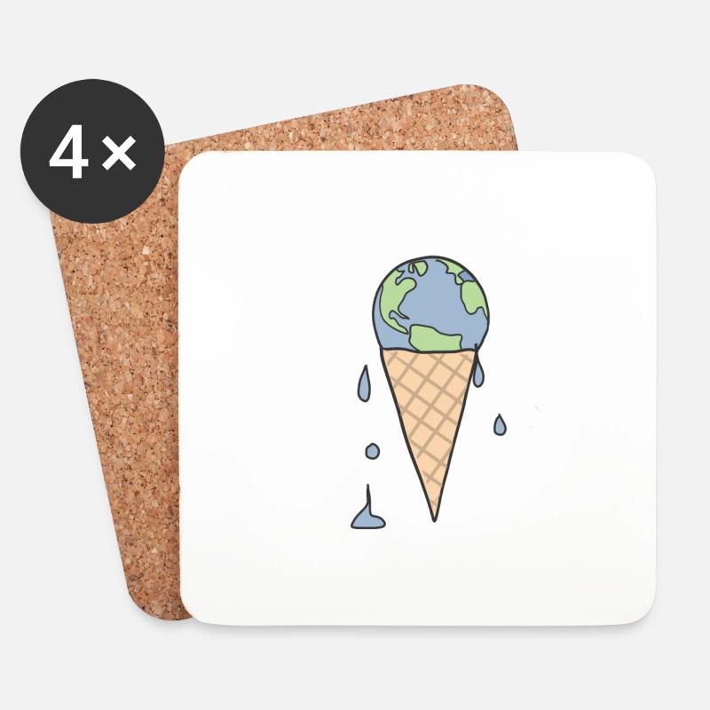 Eis Klimaschutz Erde - Untersetzer (4er-Set) - Weiß