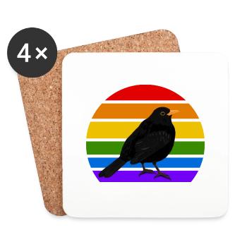 Merle Oiseau Arc-en-ciel Variété Oiseau chanteur - Dessous de verre (lot de 4) - blanc - Devant
