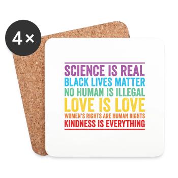 La science est l’amour réel, l’amour - Dessous de verre (lot de 4) - blanc - Devant
