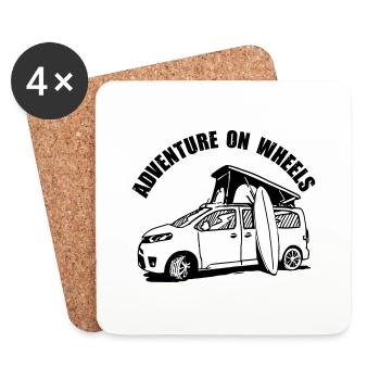 Adventure on Wheels Van - Untersetzer (4er-Set) - Weiß - Vorne