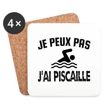 je peux pas j'ai piscaille - Dessous de verre (lot de 4) - blanc - Devant