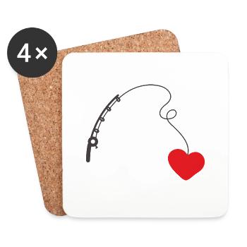 I throw out my fishing rod for love 1 - Coasters (set of 4) - white - Front
