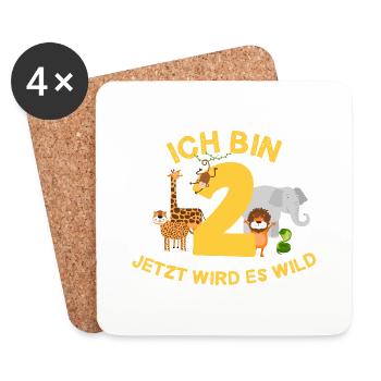 Ich bin 2 Jahre 2. Geburtstag Geschenk - Untersetzer (4er-Set) - Weiß - Vorne