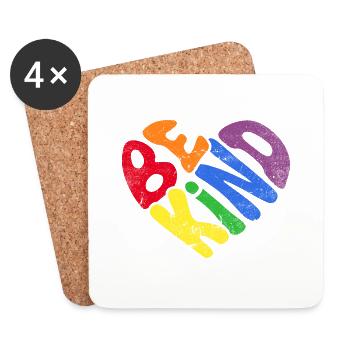 Be Kind Regenbogen LGBT Herz Liebe - Untersetzer (4er-Set) - Weiß - Vorne