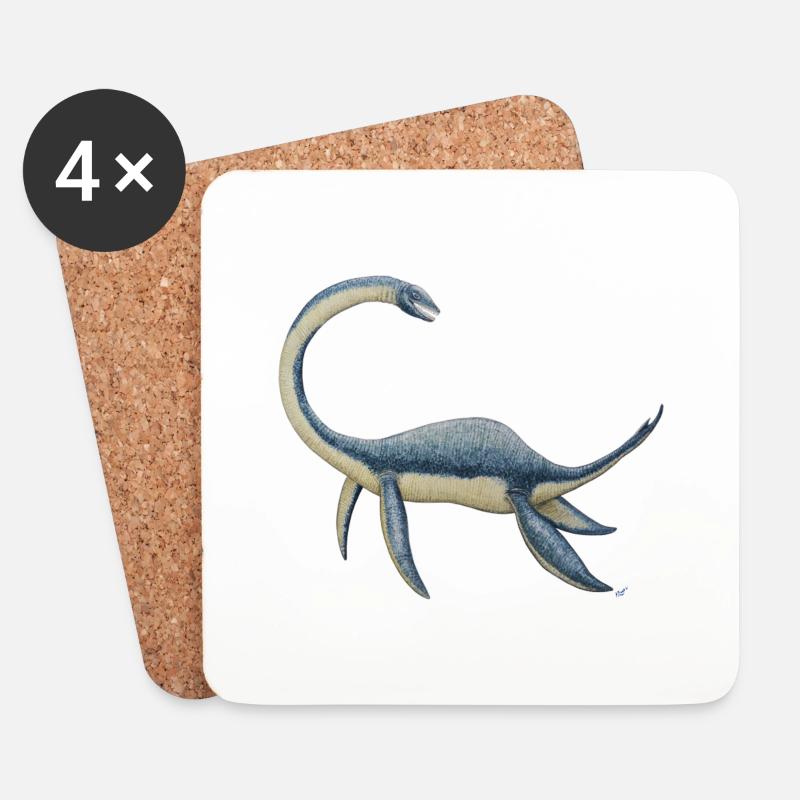 Dinosaurier Plesiosaurus - Untersetzer (4er-Set) - Weiß