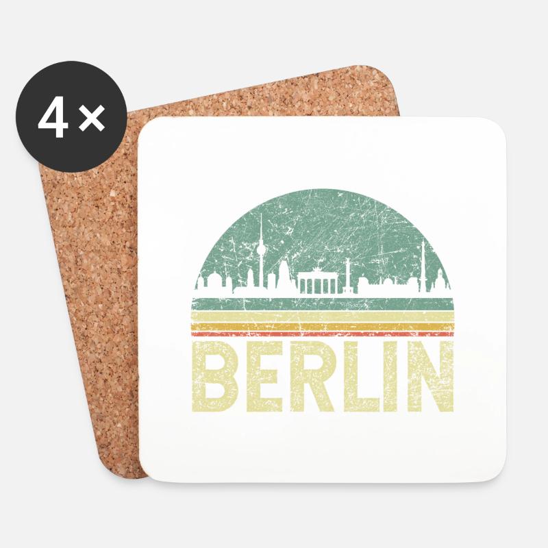 Berlin Skyline Vintage - Untersetzer (4er-Set) - Weiß