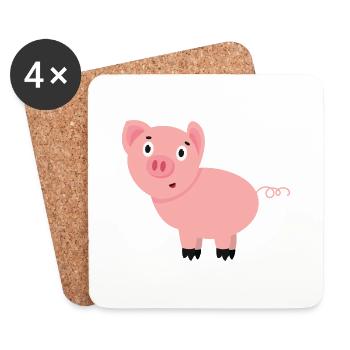 Cochon - Dessous de verre (lot de 4) - blanc - Devant