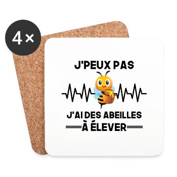 Je Peux Pas J'ai Des Abeilles À Élever v 2 - Dessous de verre (lot de 4) - blanc - Devant