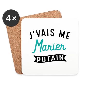 J'vais Me Marier Putain Cadeau Evg Humour Drôle - Dessous de verre (lot de 4) - blanc - Devant