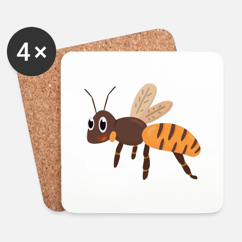 Biene Hummel - Untersetzer (4er-Set) - Weiß