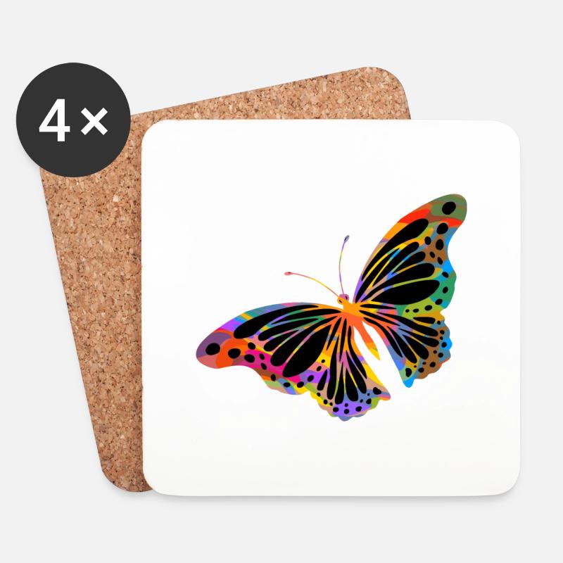Schmetterling - Untersetzer (4er-Set) - Weiß