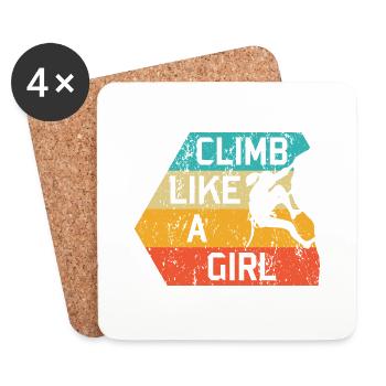 Grimpez comme une fille Alpinistes rétro - Dessous de verre (lot de 4) - blanc - Devant