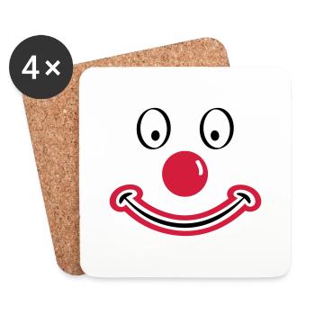 Clown face with red nose. Clown face - Coasters (set of 4) - white - Front