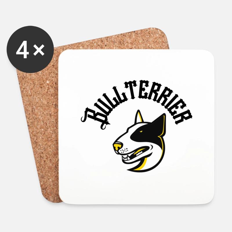 Bullterrier - Untersetzer (4er-Set) - Weiß