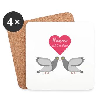 ruhrpott taube,ruhrpott flamingo,ruhrpott,liebe - Untersetzer (4er-Set) - Weiß - Vorne