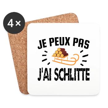 je peux pas j'ai schlitte - Dessous de verre (lot de 4) - blanc - Devant