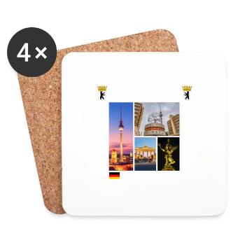 Berlin Allemagne Ville Skyline Accueil Amour - Dessous de verre (lot de 4) - blanc - Devant