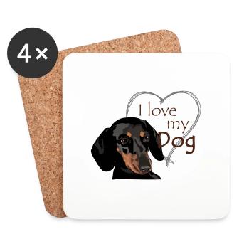 Dachshund – I love dogs - Coasters (set of 4) - white - Front