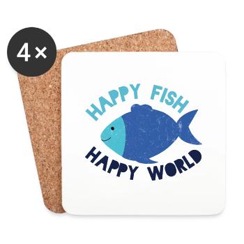 Happy Fish happy world - Untersetzer (4er-Set) - Weiß - Vorne