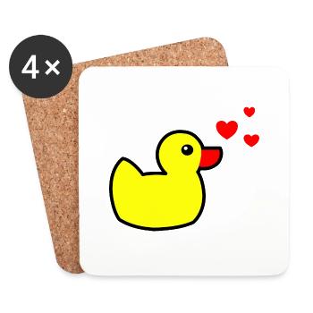 Squeaky Duck Yellow Valentine's Day - Coasters (set of 4) - white - Front