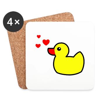 Squeaky Duck Yellow Valentine's Day 2 - Coasters (set of 4) - white - Front